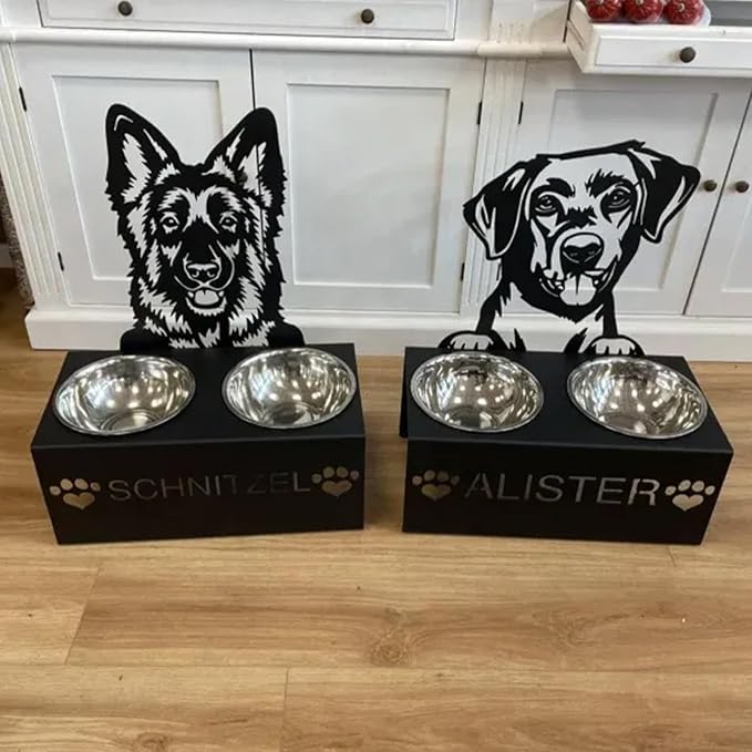 Personalized Dog Food Bowl Holder,Customized with Your Pet'S Name Pet Feeding Supplies Bowl Stainless Steel Dog Food and Water Dishes Gift for Pet Lovers (1Pitbull)
