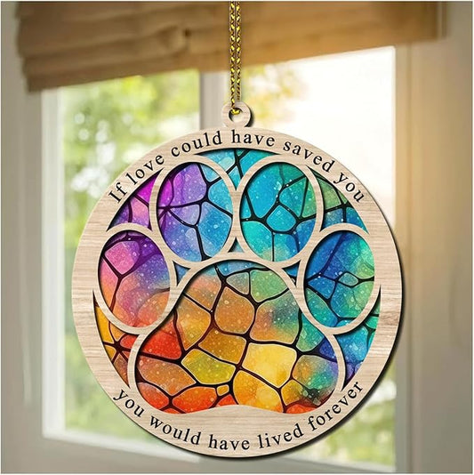 Hyturtle Pet Memorial Suncatcher Gifts for Loss of Dog Cat - Paw Dog Cat Memorial Ornament - Pet Memorial Gifts, Sympathy Remembrance Gifts for Loss of Pet, Pet Memorial Gifts For Christmas