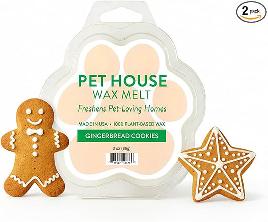 One Fur All Pet House Scented Wax Melts for Warmer - Long-Lasting Pet Friendly Plant Based Soy Wax Melts - Gingerbread Cookies Pack of 2