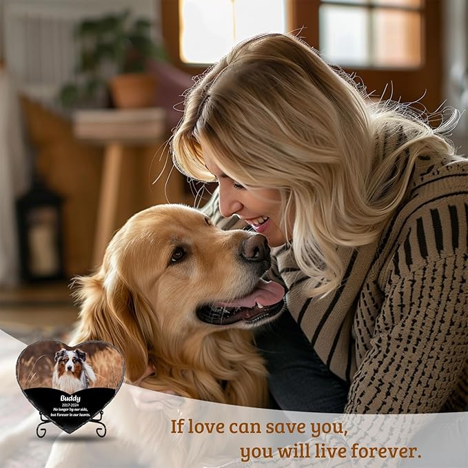 Personalized Pet Memorial Stone - Dog Memorial Stone Dog Headstones Pet Memorial Gifts for Dogs Pet Rock Dog Grave Markers Outdoor Dog Memorial Gifts for Loss of Dog (No Wreath)