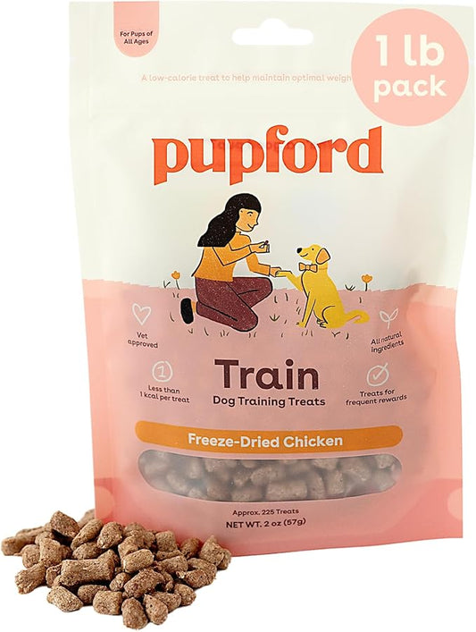 Pupford Freeze Dried Training Treats for Dogs & Puppies, 1800+ Limited Ingredient Bites (1lb Chicken Bundle)