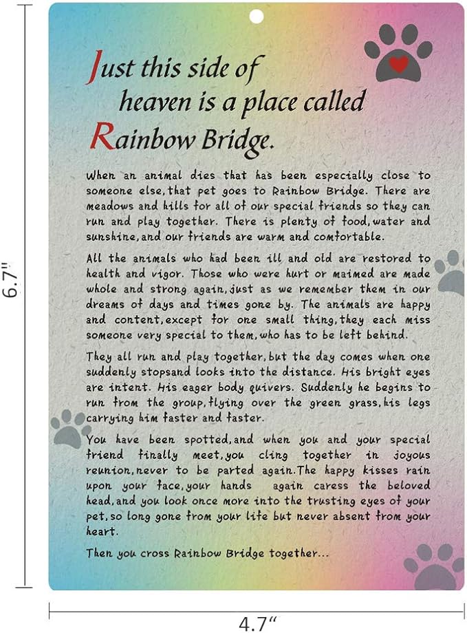 Pet Sympathy Memorial Card - Rainbow Bridge Poem Card for Loss Dog Keepsake Gifts Card with Envelope, Remembrance Mourning Card