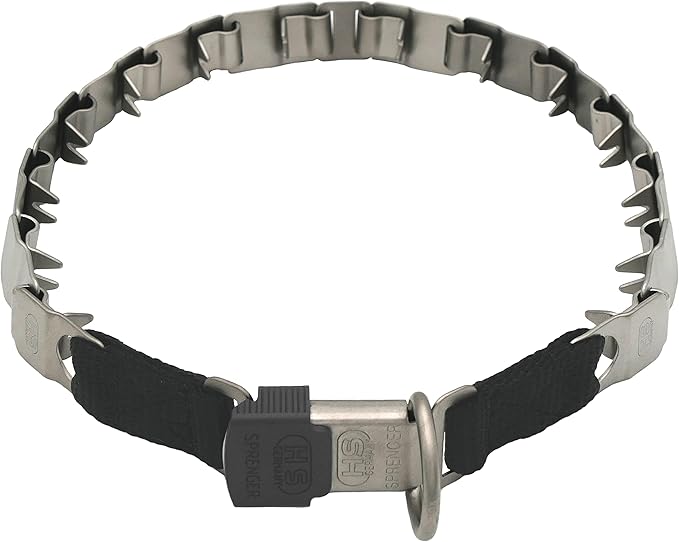 Herm Sprenger NeckTech Sport Matt Stainless Steel Dog Prong Collar with ClicLock Buckle and D-Ring No-Pull Pinch Collar for Small Medium Large Dogs Made in Germany (24in (60cm))