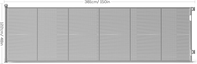 Retractable Baby Gate for Stairs, 48" Tall X 150" Wide Mesh Dog Gate Indoor, Child Gate for Doorways, Hallways, Deck, Indoor Outdoor Pet Baby Safety Essentials for Home, Gray