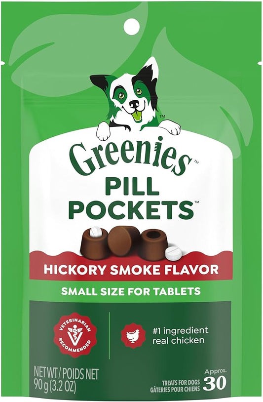 Greenies Pill Pockets for Dogs Small Size, Tablet Pill Treats for Dogs, Hickory Smoke Flavor, 3.2 oz. Pouch