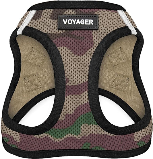 Best Pet Supplies Voyager Step-in Air Harness - All Weather Mesh, Reflective, No Pull Harness for Dogs, Cats - Secure with Hook & Loop Fastener, Buckle, Double D-Rings - Army/Black Trim, S