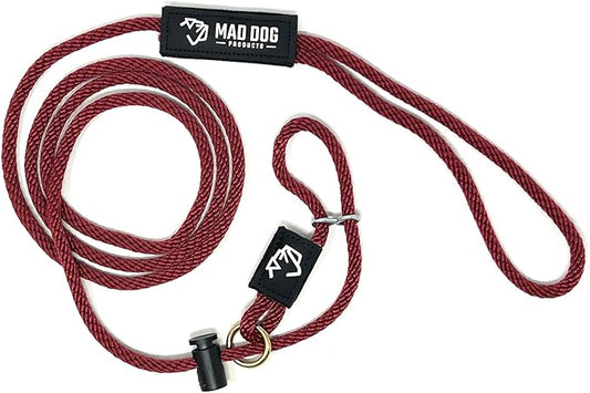 Mad Dog Products Easy Leader Dog Leash 1/4" x 6' Burgundy Signature Rope - Made in USA