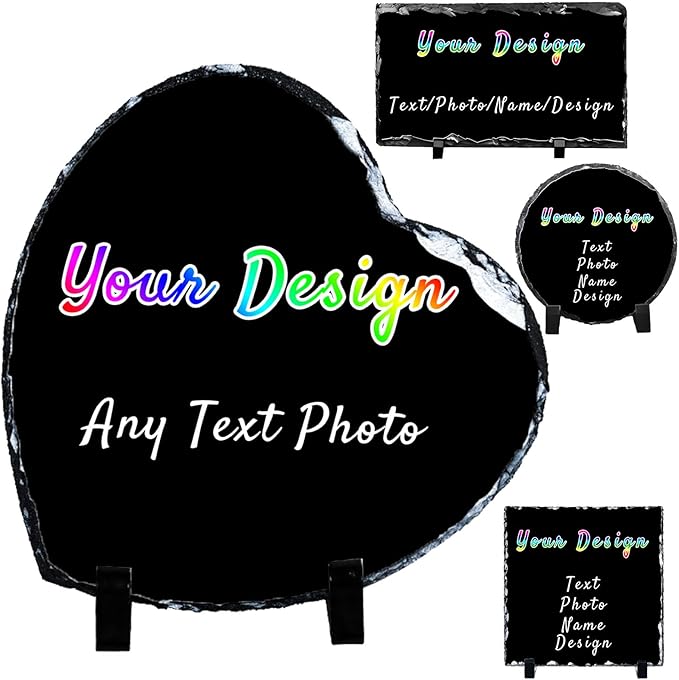 Pet Memorial Stones for Dogs Personalized Photo Rock Slate Heart Shape Customized Memorial Stone Gifts for Loss Dog Cat