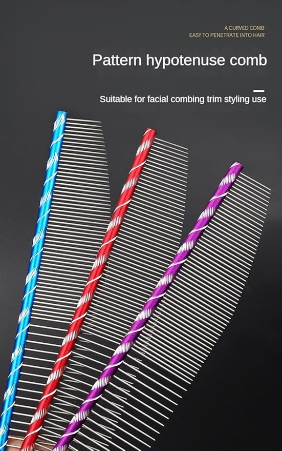 Crescent Curved Cat Dog Comb for Grooming Matting Metal Comb for Long Haired Cats Dog Grooming Combs, Goldendoodles Poodle Detangler Brush peine para perros Removes Knots & Flea