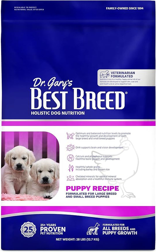 Dr. Gary's Best Breed Puppy Recipe Made in USA [Natural Dry Dog Food] - 28lbs, Dark Brown, Medium