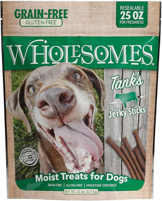 Wholesomes Tank's Jerky Sticks Grain Free Dog Treats, 25 oz, Green