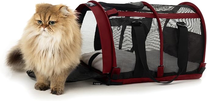 SturdiBag All Mesh Pet Carrier – Ventilated Design, Flexible and Compact for Travel | Large, Bordeaux