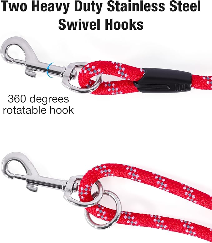 Long Dog Leash for Dog Training 20FT, Heavy Duty Dog Lead for Large Medium Small Dogs Outside Walking, Playing, Camping, or Yard,Red
