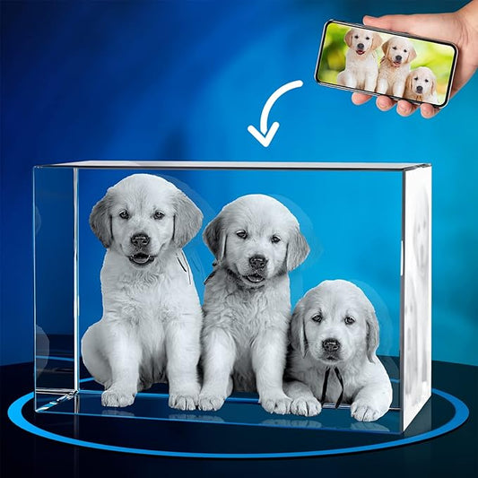 ArtPix 3D Crystal Photo, Personalized Dog Memorial Gifts with Your Own Photo for Dog Lovers, Pet Owners, 3D Laser Etched Picture, Engraved Crystal in Memory of Dog, Customized Gifts