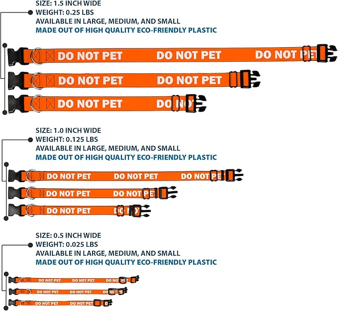 Buckle-Down Dog Collar Plastic Clip Pet Quote Do Not Pet Orange White 6 to 9 Inches 0.5 Inch Wide