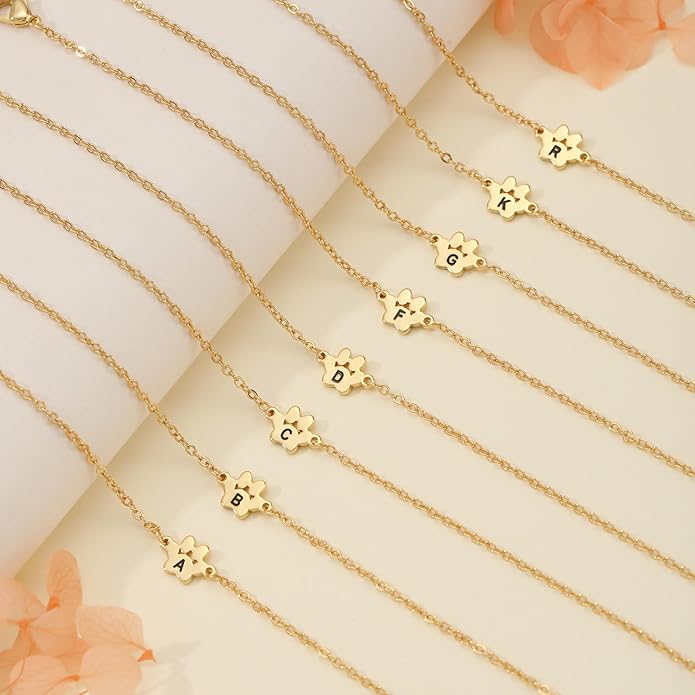 Dog Easter Mom Gifts for Dog Lover Initial Bracelet for Women with Heart Adjustable Pet Paw Gold Bracelets for Women Non Tarnish Memorial Gift for Pet Lover Birthday Jewelry