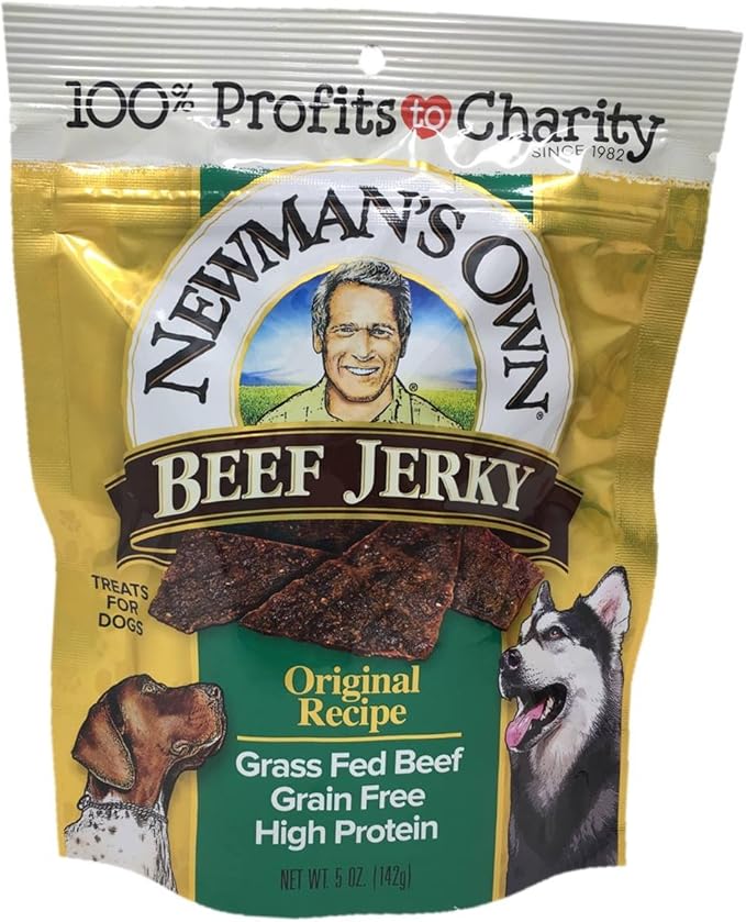 Newman's Own Beef Jerky Treats for Dogs, Bundle of 2 Flavors, Original Recipe and Beef & Sweet Potato Recipe, 5oz each