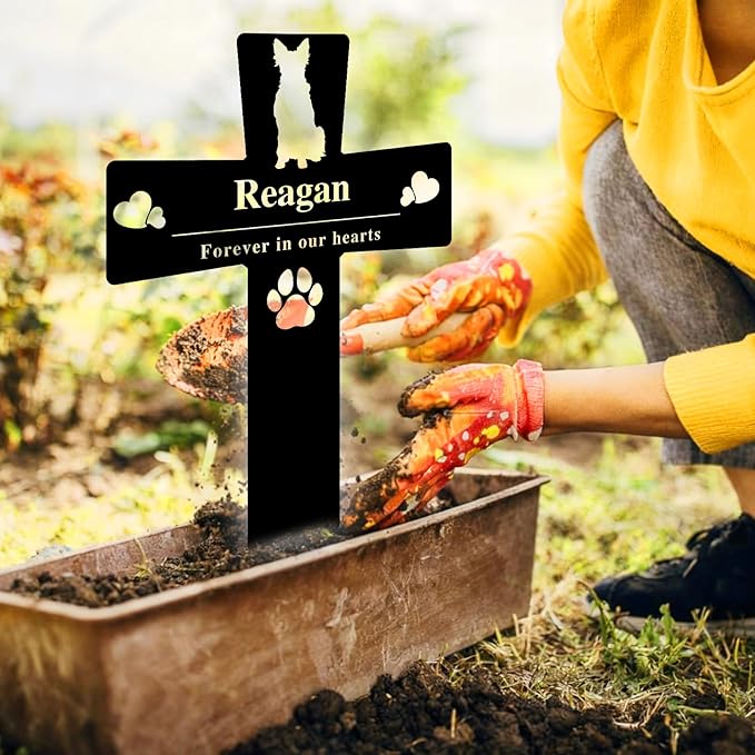 Custom Metal Dog Grave Marker Stake, Personalized Pet Headstones for Dogs, Outdoor Garden Pet Cemetery Metal Sign, Pet Memorial Gifts for Gogs, Dog Name Sign for Yard Cemetery