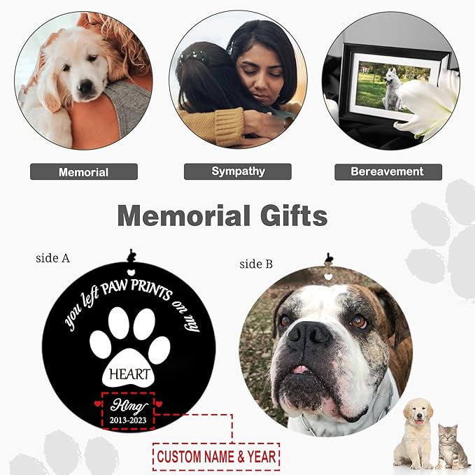 Personalized Pet Memorial Gifts for Dogs, Produced in USA 30 inch Pet Dog Memorial Wind Chimes with Picture, Bereavement Gifts for who loss of Pet Dog Cat, in Memory of Pets Wind Chimes, Sympathy Gift