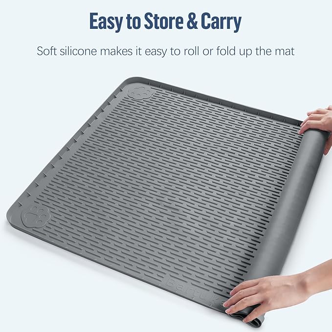 Pee Pad Holder for Dogs, 57" x 40" Silicone Pee Tray Mat Leak-Proof, High Edge, No Spill Pet Pad Holder for Puppy, Cat, Rabbit, Training Pads for Floor Protection, No Pee Pads (Dark Grey)