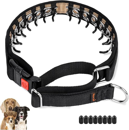 Mayerzon Dog Collar, Patented Martingale No Pull Collar for Small Medium Large Dogs with Buckle for Walking Training, Hidden Design (Black, X-Large,2.5mm,22"-27.5" Neck)