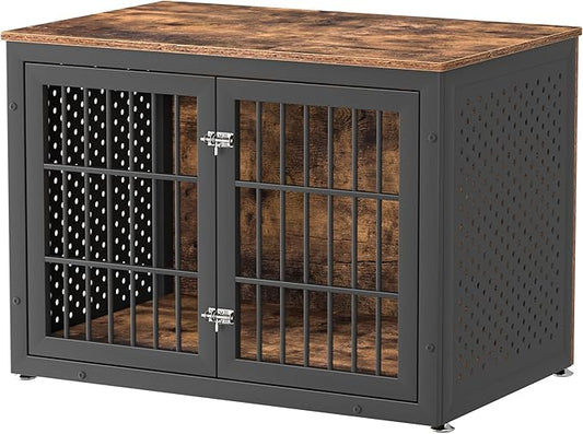 38" Heavy Duty Dog Crate Furniture for Large and Medium Dogs,Wooden Metal Kennel for High Anxiety Dogs, Chew Proof Pet Cage Indoor, Decorative Dog Kennel End Table
