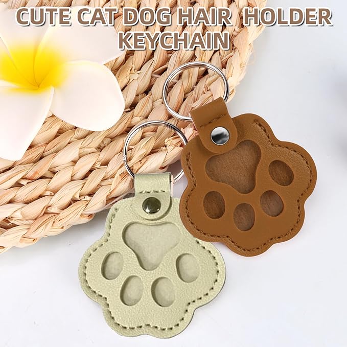 3 Pcs Dog Hair Keychain,Handmade Leather Paw Keepsake with Fur Storage for Dogs or Cat Ashes, Unique Sympathy Gift for Grieving Pet Owners, Memorial Keychain for Dog and Cat Lovers