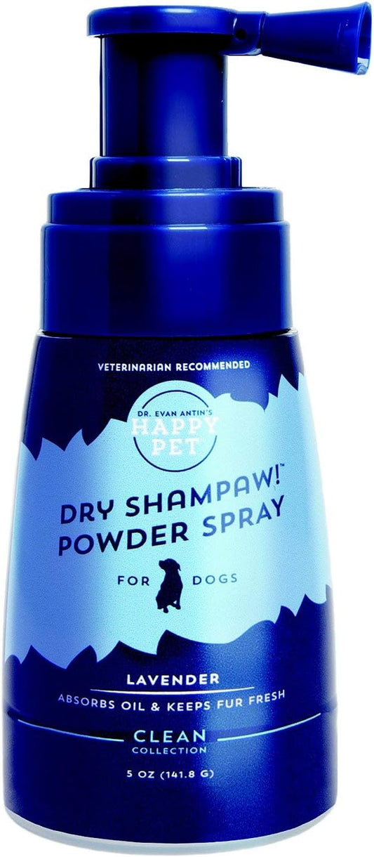 Happy Pet Dry Shampaw! Powder Spray for Dogs | Lavender | Aloe Infused for Soft, Shiny, Hydrated Fur | Absorbs Oils, Fresh and Clean | Veterinarian Recommended | Paraben, Sulfate Free