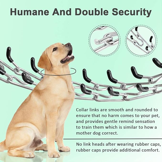 Prong Training Collar for Dogs, Adjustable Dog Pinch Collar with Quick Release Buckle, No Pull Collar for Small Medium Large Dogs, Extra Link and Caps