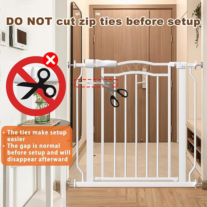 62.5-71.6" Extra Wide Baby Gate for Stairs No Drilling, 30" Tall Auto Close Press Mounted Dog Gates for Doorways, Adjustable Width Walk Through Long Gates for Kids or Pets, White