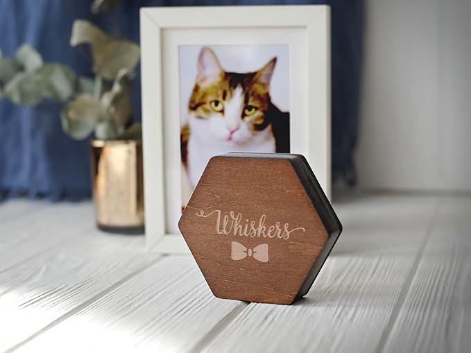 Personalized Pet Hair Keepsake Box for Dog and Cat Fur - Engraved Wood Memorial Box - Unique Customized Gift for Loss of Furry Friend Wooden (Dark Diamand Wood Lid)