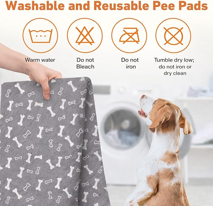 Puppy Pads with Pheromones,Washable Pee Pads for Dogs,Reusable Pee Pads for Dogs,Waterproof and Leak-Proof,Non-Slip Base Training Pads Suitable for Home,Travel and Dog Crates(Gray,L)