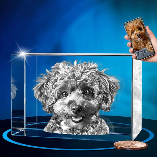 ArtPix 3D Crystal Photo, Customized Dog Memorial Gifts with Your Own Photo for Dog Lovers, Pet Owners, 3D Laser Etched Picture, Engraved Crystal in Memory of Dog, Personalized Gifts