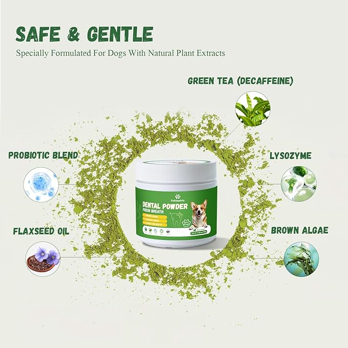 Dog Dental Powder, 200g Dental Powder for Dogs Teeth Cleaning and Breath Fresh, Dog Teeth Cleaning Powder with Natural Plants Ingredients and Postbiotics
