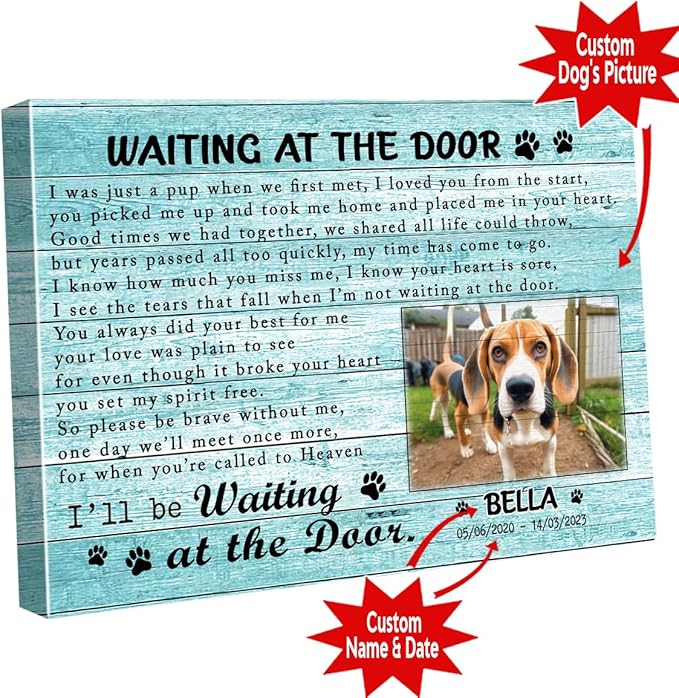 C80714 Funny Dog Memorial Canvas Gifts - Personalized Wall Art Decor With Sayings for Dog Lover Mom Dad - Custom Landscapes Canvas Name