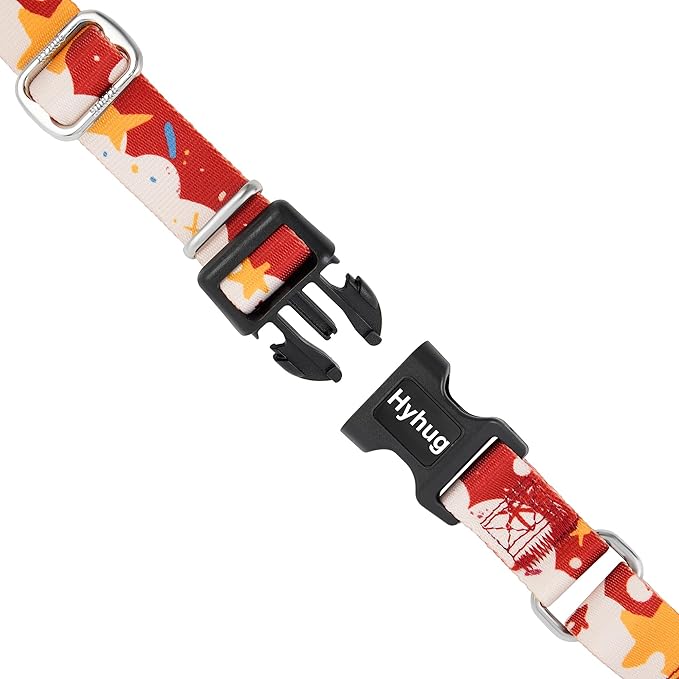 Hyhug Martingale Collar with Buckle, No Pull Non Slip Escape Proof Collar, Adjustable Nylon Martingale Dog Collar for Medium Dogs (Star, Medium)