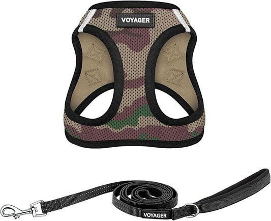 Best Pet Supplies Voyager Step-in Air All Weather Mesh Harness and Reflective Dog 5ft Leash Combo with Neoprene Handle, for Small, Medium and Large Breed Puppies - Set (Army Base), X-Large