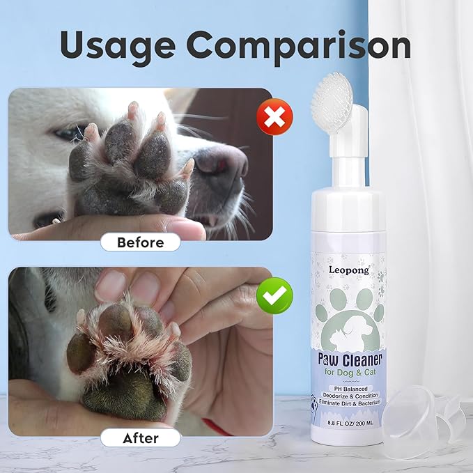 Dog Paw Cleaner,Dog Paw Wash Care for Dogs Large Medium Small XL Breed,2 Pack Waterless Foam with Silicone Scrubber, Dogs Cats Feet Paw Cleaner