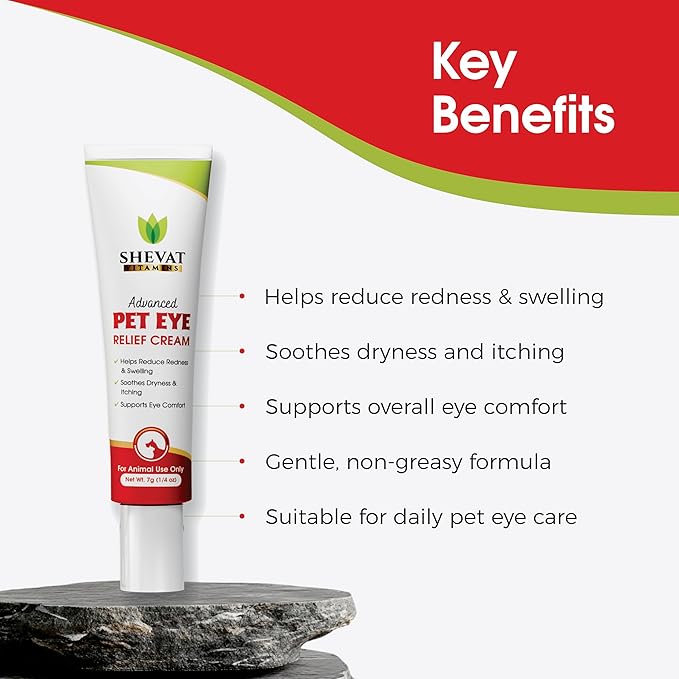 Pet Eye Relief Cream – Soothes Irritation & Moisturizes Dry Eyes – Dog Eye Cream, Cat Eye Ointment, and Pet Eye Care for Dogs, Cats & Horses – 7g Tube