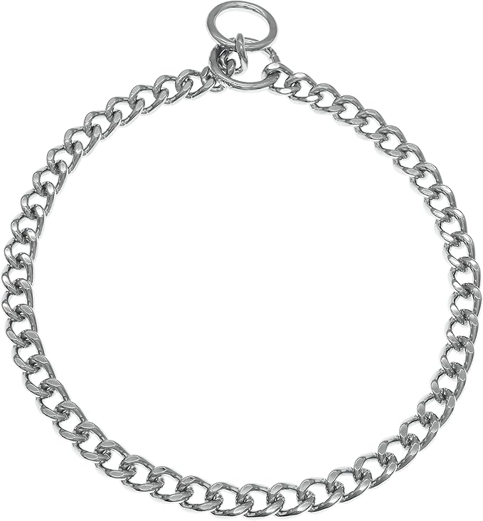 Herm Sprenger Chrome Plated Steel Dog Collar with Flat Narrow Links 4.0mm and Two O-Rings Choke Chain | Medium Large Dogs Professional Training Collar Correction Chain Made in Germany (26in (65cm))