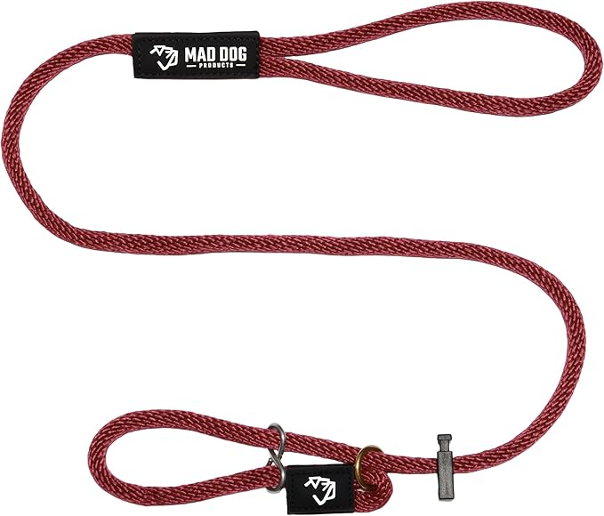 Mad Dog Products Easy Leader Dog Leash 3/8" x 6' Burgundy Signature Rope - Made in USA