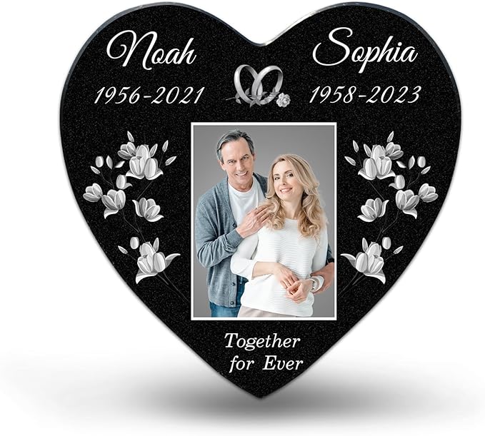 ADFSTONE Grave Markers for Cemetery for Humans- Flat Headstones for Graves, Granite Memorial Plaques Personalized, Head Stones Monuments for People, Picture Memory Plaques for Loved Ones Lost