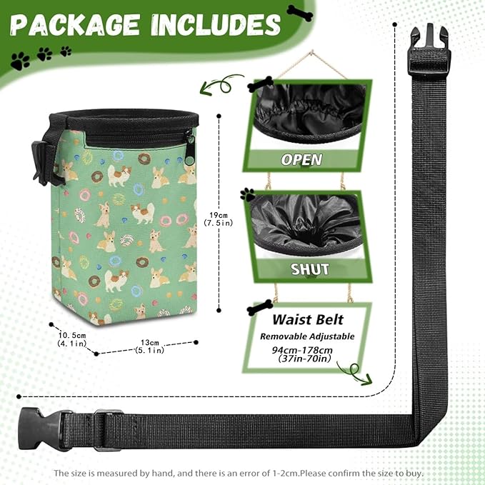Corgi Donut Animal Walking Snack Container Dog Treat Bag Pet Treat Pouch, Dog Trainer Essentials Supplies Treat Snack Bags for Training Doggie Puppy