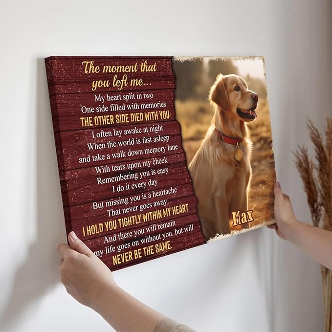 Dem Canvas Personalized Photo Canvas Prints, Dog Loss Gifts, The Moment That You Left Me, Pet Memorial Gifts, Dog Death Sympathy Gifts, Dog Cat Passing Away Loss Gift Dog Grieving Gifts (30x20)