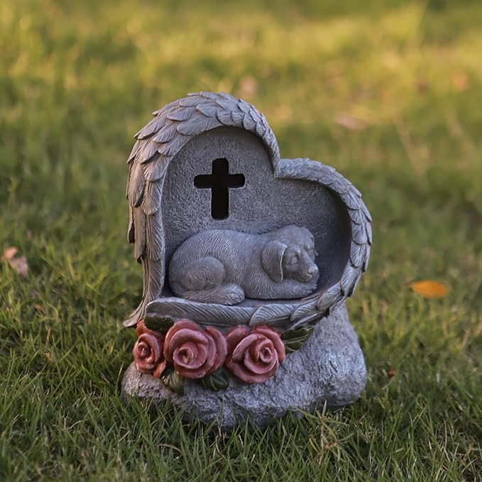 Dog Pet Memorial Stones Gifts Solar Light Ornament - Forever My Guardian Angel Garden Dog Memorial Stone