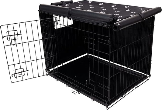 Pet Prime Dog Crate Cover Indoor/Outdoor Durable Windproof 600D Oxford Fabric Pet Kennel Cover Fit for 24 30 36 42 48 Inches Wire Dog Crate for Small and Large Dogs-Cover Only (36 Inch (36"x23"x25"))