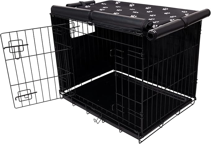 Pet Prime Dog Crate Cover Indoor/Outdoor Durable Windproof 600D Oxford Fabric Pet Kennel Cover Fit for 24 30 36 42 48 Inches Wire Dog Crate for Small and Large Dogs-Cover Only(30 Inch (30"x18"x21"))