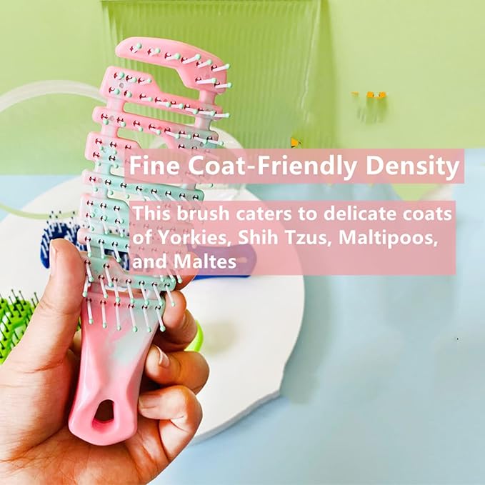 hhfvvdaRidge Design Puppy Brush - Soft Bristle Gentle Grooming Tool for Small Dogs - Pet Hair Care for Yorkie, Maltese, Shih Tzu, Maltipoo - Gradient Color