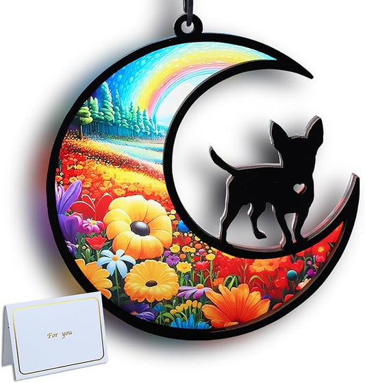 DIY Chihuahua Memorial Suncatcher with Sympathy Card,Loss of Dog Sympathy Gift, Chihuahua Gifts for Women, Xmas Dog Decor Ornament (5-Chihuahua)