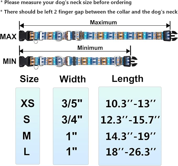 Reflective Martingale Collar with Buckle Shark Starfish Ethnic Stripe Adjustable Designer Dog Collars (Underwater World, Small)